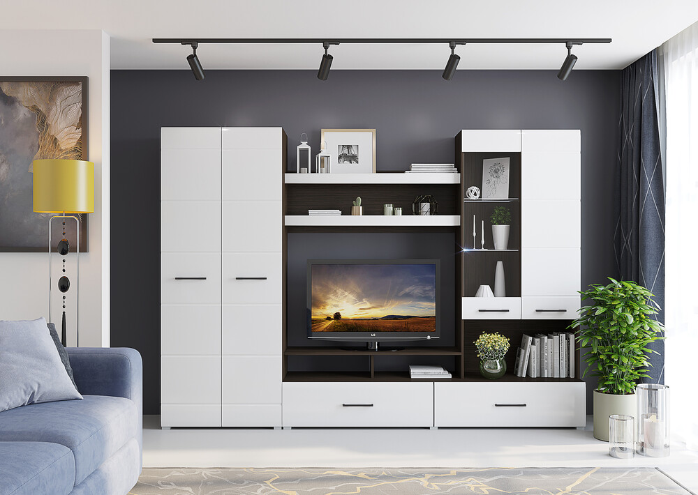 ФАСАД Гостиная ЛДСП "Ненси - 1" (белый) (2 места)