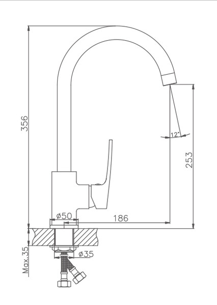70587HB Смеситель Кухня HAIBA шар. d-35 (нержавейка)