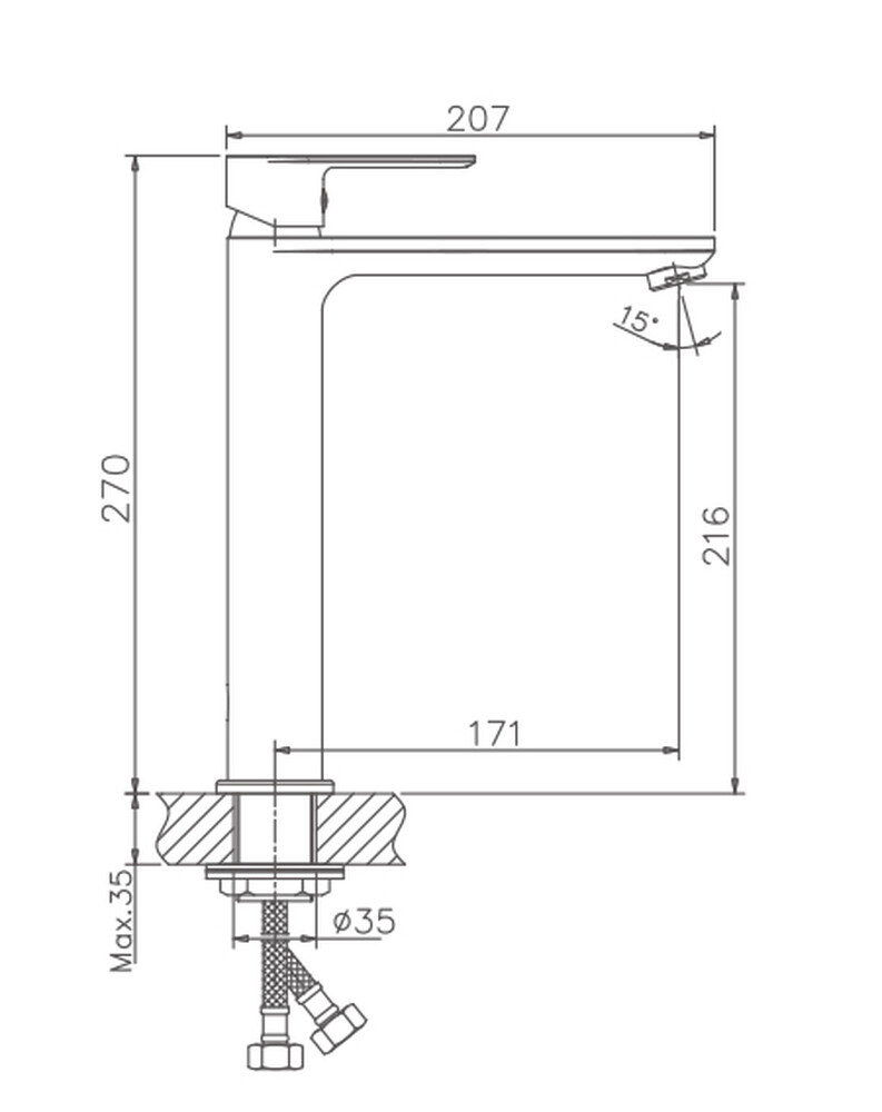 11505HB Смеситель Тюльпан HAIBA шар. d-35 хром