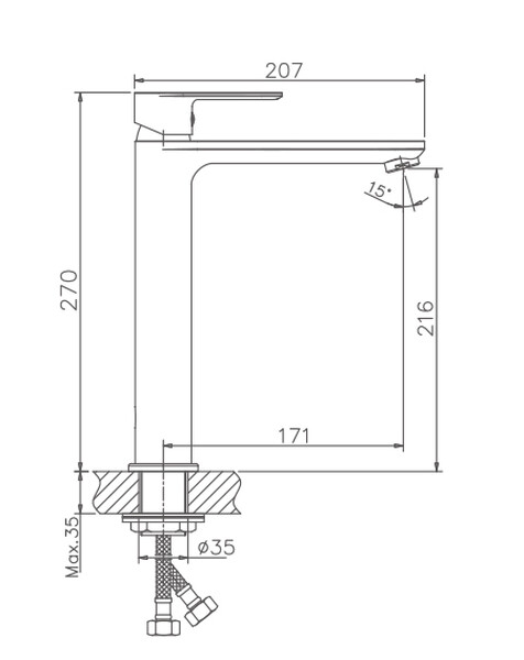 11505HB Смеситель Тюльпан HAIBA шар. d-35 хром