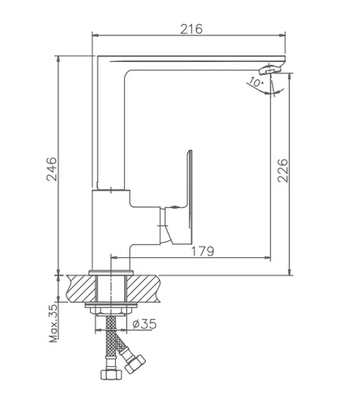70505HB Смеситель Кухня HAIBA шар. d-35 МАКСИ (нержавейка)