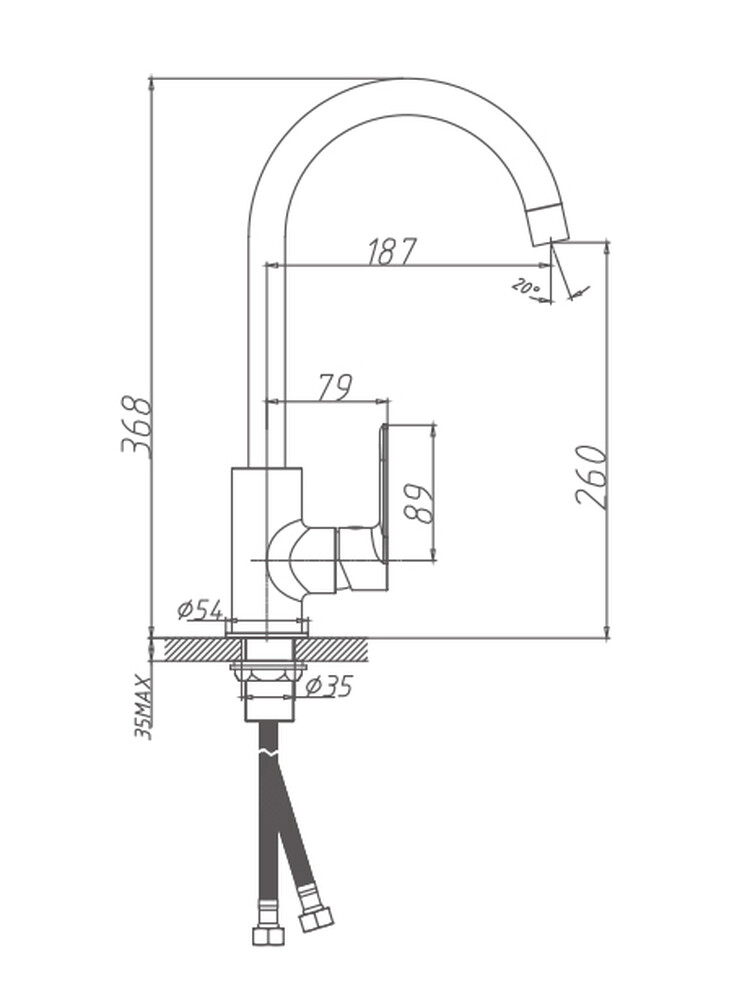 71505HB Смеситель Кухня HAIBA шар. d-35 МАКСИ хром