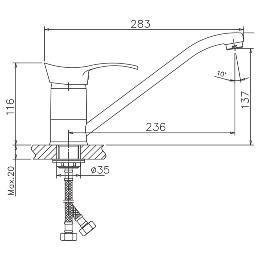 4901HB Смеситель Кухня HAIBA шар. d-40 с гайкой хром