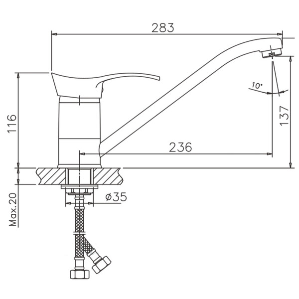 4901HB Смеситель Кухня HAIBA шар. d-40 с гайкой хром