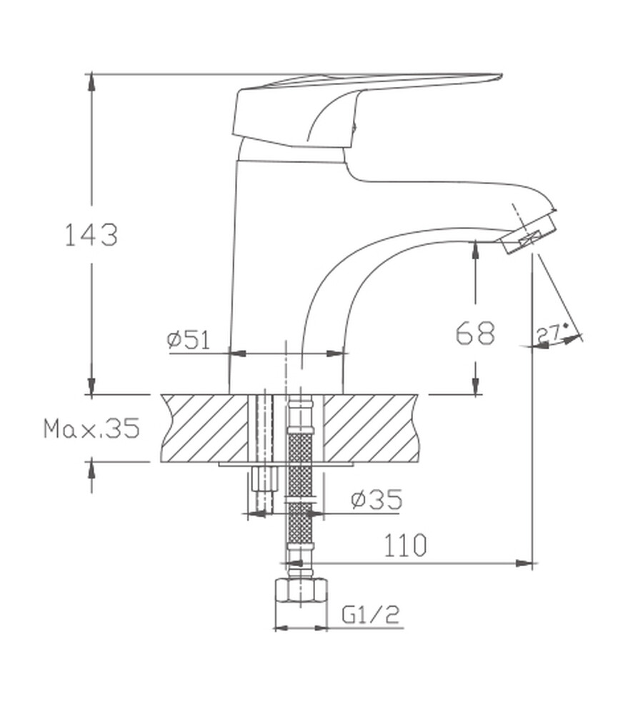 1004HB Смеситель Тюльпан HAIBA шар. d-40 хром