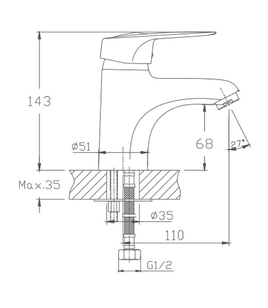 1004HB Смеситель Тюльпан HAIBA шар. d-40 хром