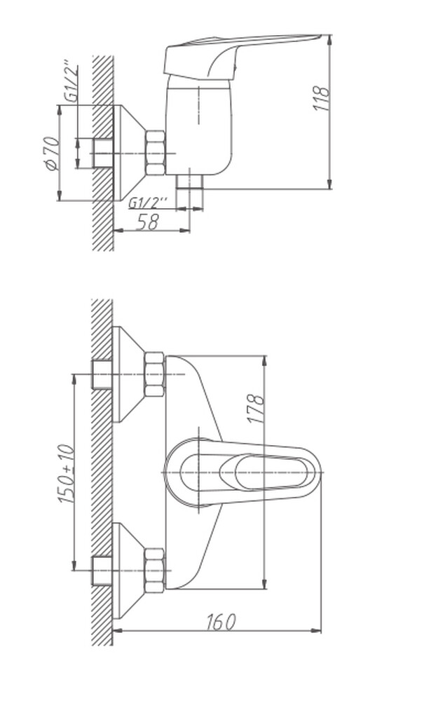 2004HB Смеситель Душ HAIBA шар. d-40 хром