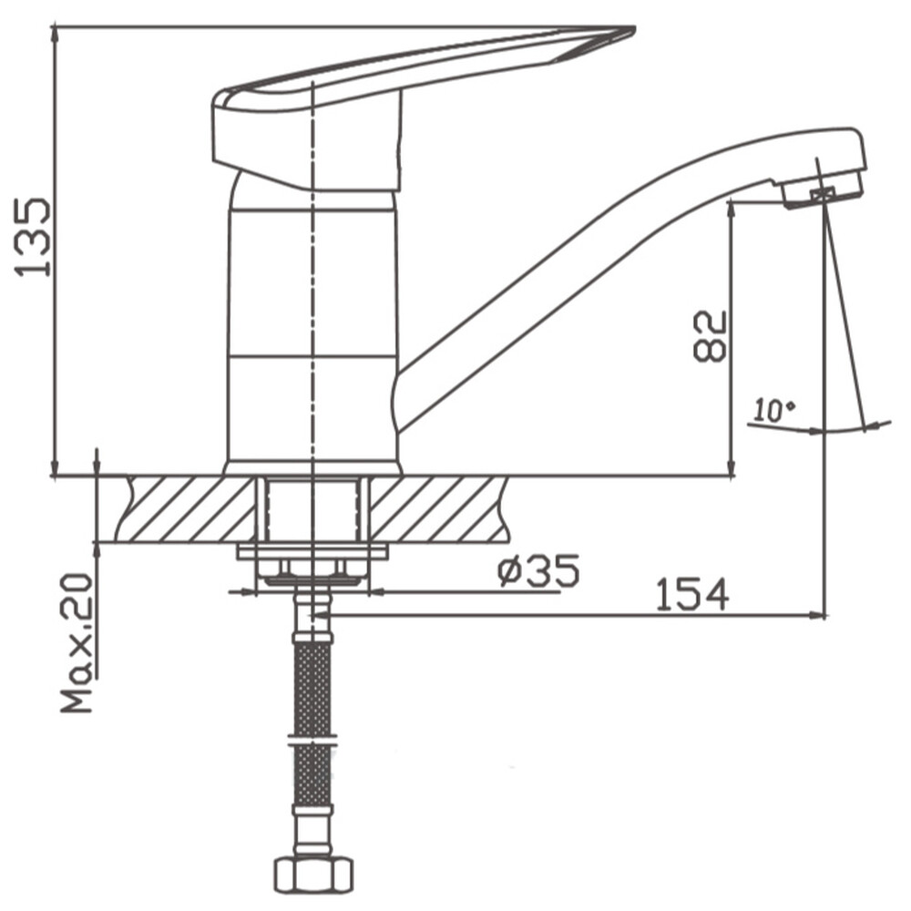 4507-2HB Смеситель Кухня HAIBA шар. d-40 с гайкой хром