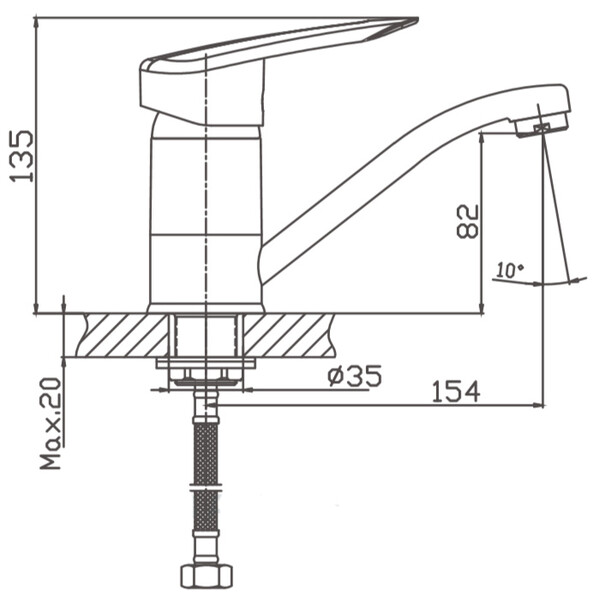 4507-2HB Смеситель Кухня HAIBA шар. d-40 с гайкой хром