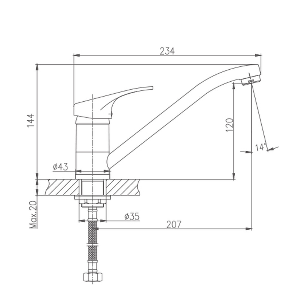 4913HB Смеситель Кухня HAIBA шар. d-35 с гайкой хром
