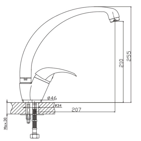 4115HB Смеситель Кухня HAIBA шар. d-35 МАКСИ хром