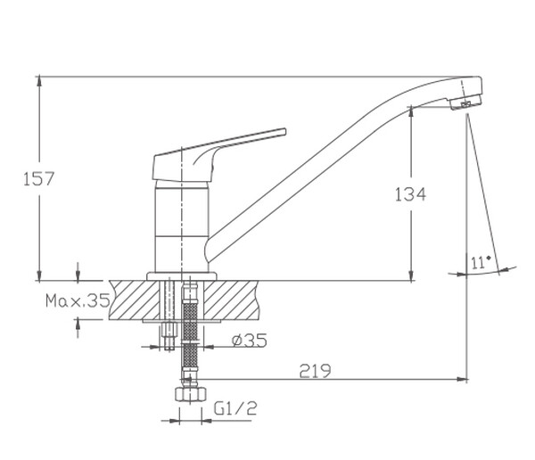 4816HB Смеситель Кухня HAIBA шар. d-35 хром
