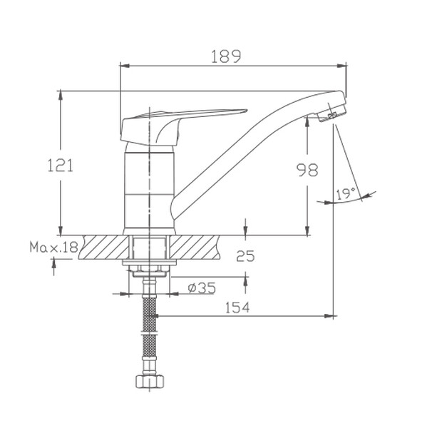 4536-2HB Смеситель Кухня HAIBA шар. d-35 с гайкой хром