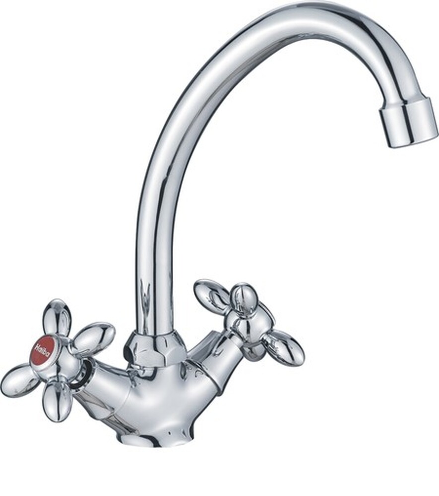 4927HB Смеситель Кухня HAIBA 1/2 м/к крест с гайкой хром