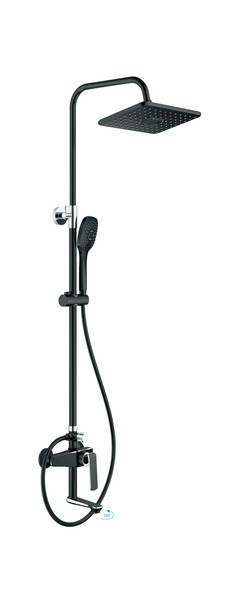 24548-7HB Душевая система HAIBA шар. d-35 с верхним душем, смесителем и ручной лейкой, черный/хром
