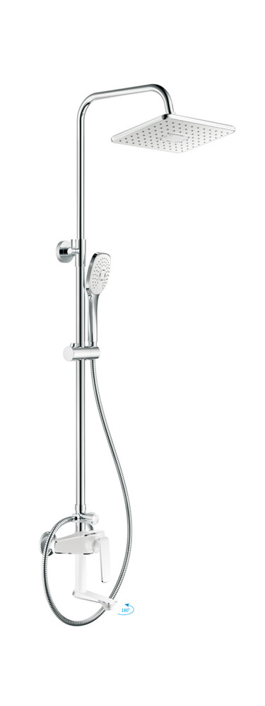 24548-8HB Душевая система HAIBA шар. d-35 с верхним душем, смесителем и ручной лейкой, белый/хром