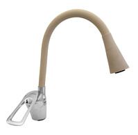 Смеситель Кухня Lemen D40 боковой (LB 91477 M8) хром,бежевый гибкий излив с лейкой-аэратором,гайка,цинк