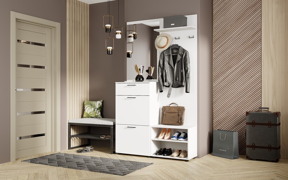 Монтана Прихожая Белый Гладкий (3 места) УИ986 КАТЕГОРИЯ А