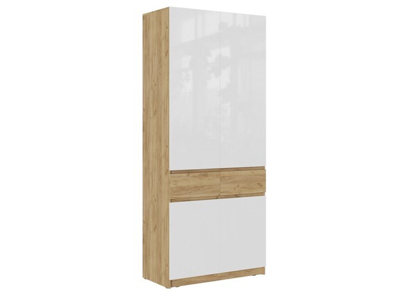 БОСТОН ШК-001 Шкаф 2-ств. МДФ (Комплект) (1000*510*2 360) Корпус - Дуб Крафт золотой  Глянцевый Белый / Дуб Крафт золотой (4 места) ОД967 КАТЕГОРИЯ А