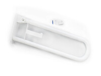 Поручень откидной  белый с фиксатором и бумагодержателем (крепление к стене)