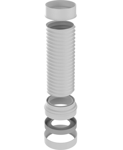 T911-27-MR Удлинитель гибкий для унитаза армированный с фановым выпуском Aquant 110мм, 200-340 мм