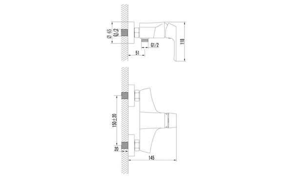 LM4503C Unit Смеситель для душа, с аксессуарами, хром LEMARK