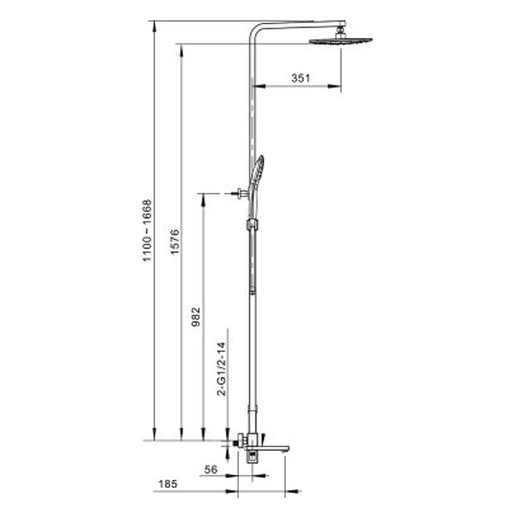 G2417-9 Душевая система GAPPO c верхним душем,ручной лейкой (оружейная сталь)