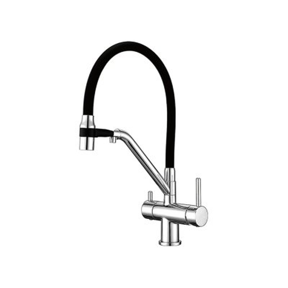 G4398-80 Смеситель Кухня GAPPO с подключением  фильтра питьевой воды. (чёр/хром)