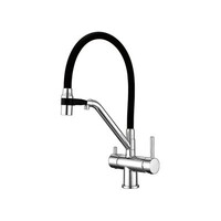 G4398-80 Смеситель Кухня GAPPO с подключением  фильтра питьевой воды. (чёр/хром)