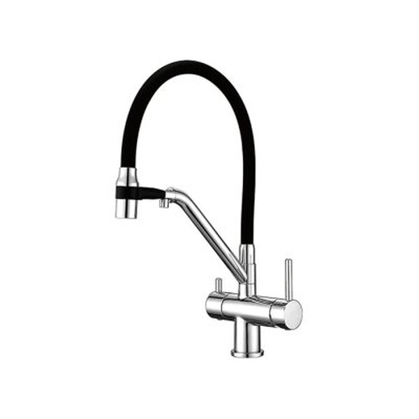 G4398-80 Смеситель Кухня GAPPO с подключением  фильтра питьевой воды. (чёр/хром)