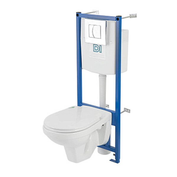 КОМПЛЕКТ Rosa "РИО" унитаз + инсталяция + клавиша БЕЛАЯ + сиденье с МИКРОЛИФТОМ (2 кнопки) (без крана и подводки) г.Киров *