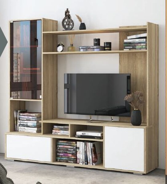 Гостиная "Бэль" (Сонома/Белый) 1800х1700х430