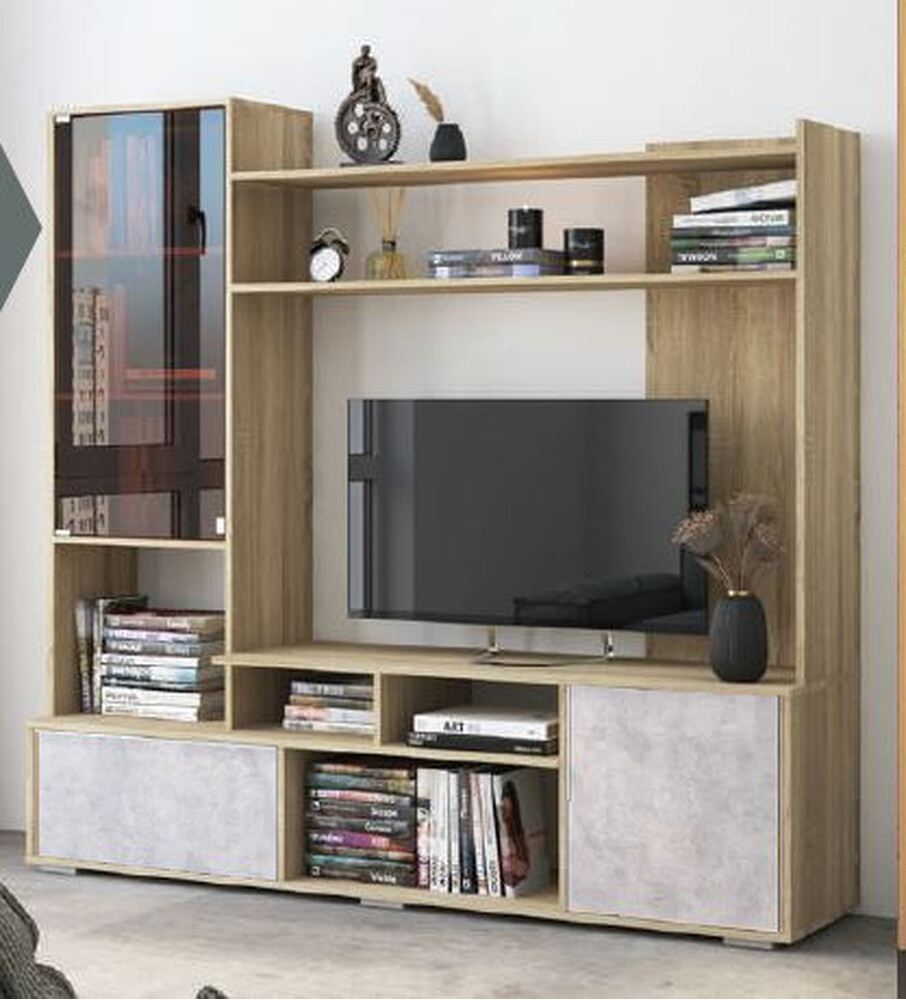 Гостиная "Бэль" (Сонома/Цемент Светлый) 1800х1700х430