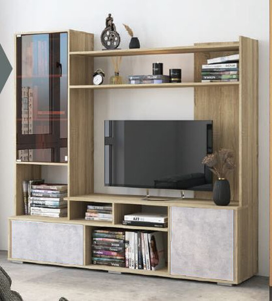 Гостиная "Бэль" (Сонома/Цемент Светлый) 1800х1700х430