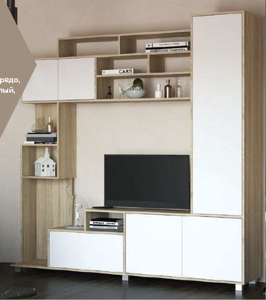 Гостиная "Мальта" (Сонома/Белый) 2000х2000х430