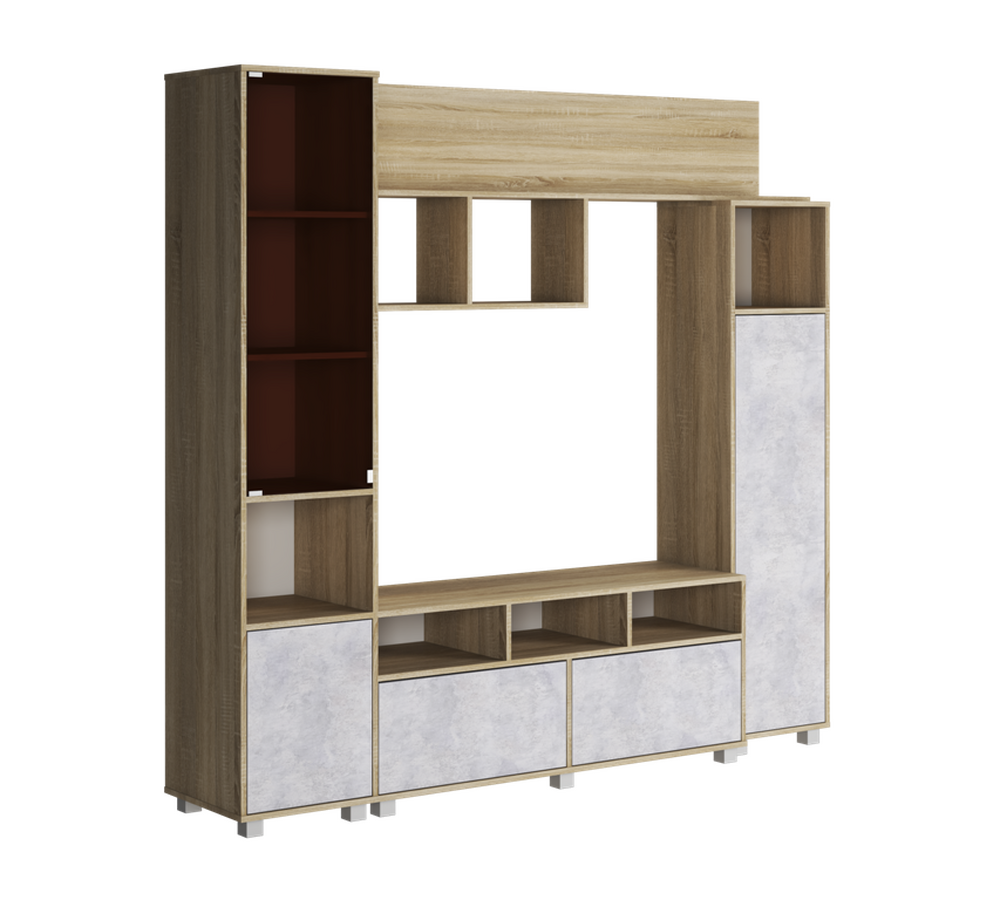 Гостиная "Софи" (Дуб Крафт Золотой/Цемент Светлый) 2100х1900х430