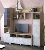 Гостиная "Софи" (Сонома/Цемент Светлый) 2100х1900х430