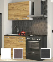 Кухонный гарнитур "Асти" 1.0 (Белый/Анкор тёмный, столешница Дуб обожённый) (2372) (4 места)