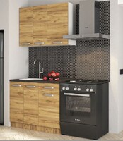 Кухонный гарнитур "Асти" 1.0 (Белый/Дуб Крафт Золотой, столешница Дуб обожённый) (2374) (4 места)