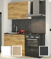 Кухонный гарнитур "Асти" 1.0 (Белый/Сонома, столешница Дуб обожённый) (4 места) (2375)