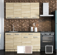 Кухонный гарнитур "Асти" 1.5 (Белый/Анкор светлый, столешница Дуб обожённый) (2376) (4 места)