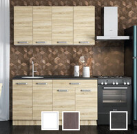 Кухонный гарнитур "Асти" 1.5 (Белый/Анкор тёмный, столешница Дуб обожённый) (2377) (4 места)