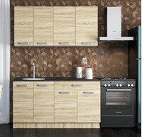 Кухонный гарнитур "Асти" 1.5 (Белый/Сонома, столешница Дуб обожённый) (4 места) 2380