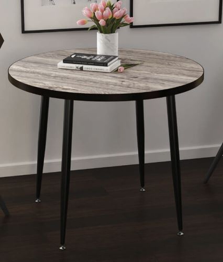 Журнальный стол "Дуб Апрельский Нордик" круглый 60 см (столешница 22 мм, опоры чёрные матовые)