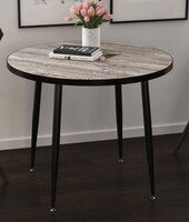 Журнальный стол "Дуб Апрельский Нордик" круглый 60 см (столешница 22 мм, опоры чёрные матовые)