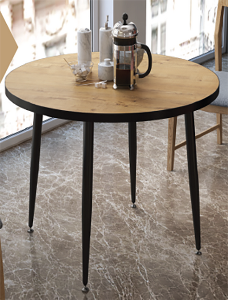 Стол "Бунратти" круглый 80 см (столешница 22 мм, опоры чёрные матовые)