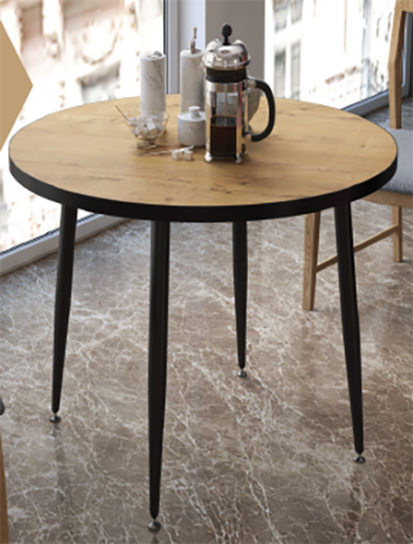 Стол "Бунратти" круглый 80 см (столешница 22 мм, опоры чёрные матовые)