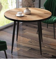 Стол "Дуб Делано" круглый 90 см (столешница 22 мм, опоры чёрные матовые)