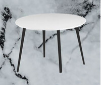 Стол "АРТУР" 100+39 см, Белый Жемчуг (опоры чёрные матовые)