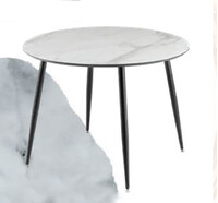 Стол "АРТУР" 100+39 см, Белый Мрамор (опоры чёрные матовые)